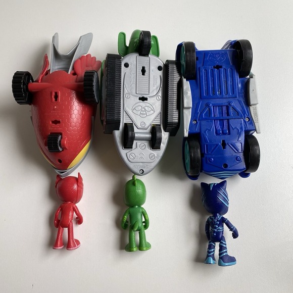 Pj Mask Figures and‎ Toy Lot 3 Vehicles Catboy, Owlette, Gekko - Picture 2 of 5